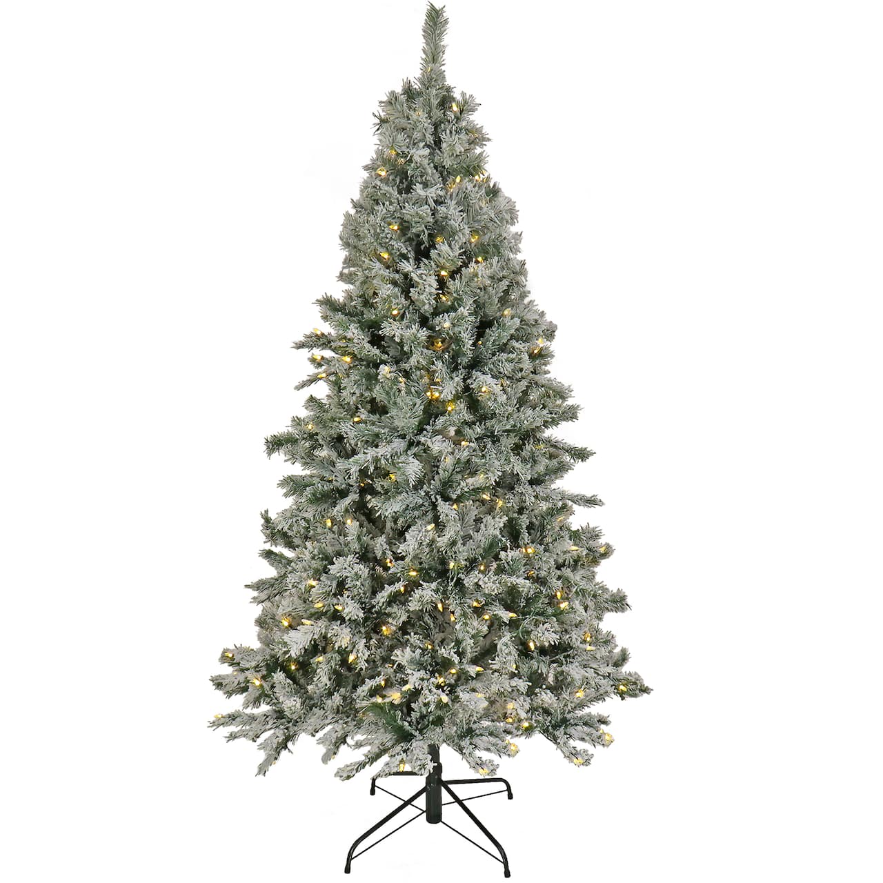 7.5ft. Pre-Lit Snowy Harwich Artificial Christmas Tree, Dual Color® LED Lights